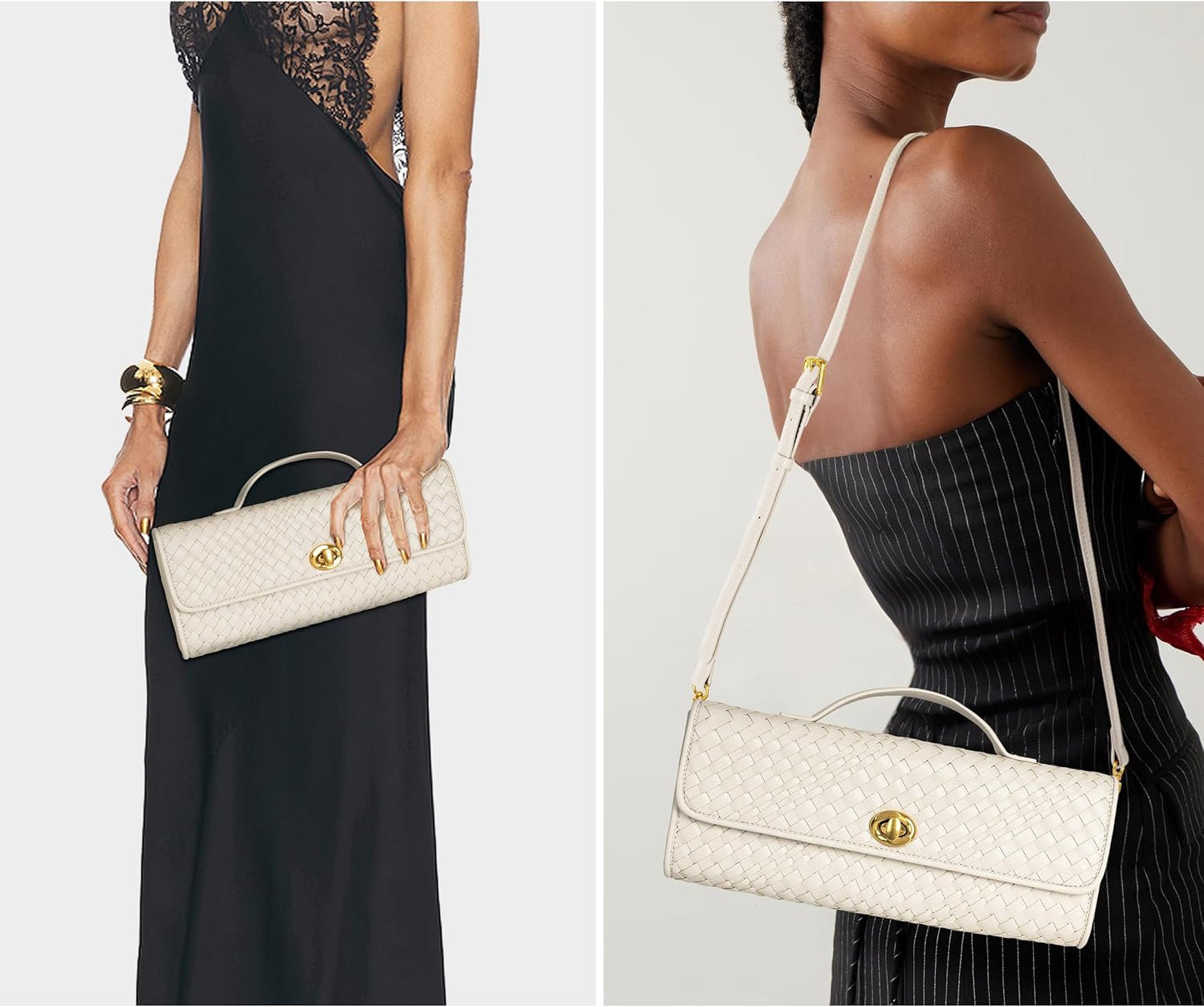 Joryin Woven Purse for Women Evening Clutch Woven Leather & Suede Handbags Crossbody Bag Purse Formal Evening Bag