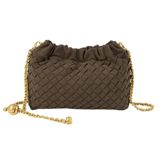 Joryin Woven Women's Crossbody Bag & Evening Purse, Trendy Dumpling Clutch & Hobo Cloud Shoulder Bag Trendy Dumpling Clutch Woven Suede-coffee