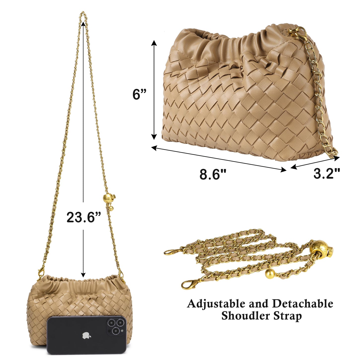 Small Crossbody Bag For Women Trendy.Dumpling Bag Clutch Purse For Women Evening Bag Cloud Purse Vegan Leather Hobo Bag