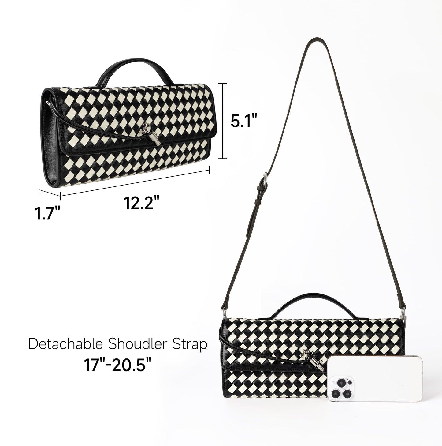 Woven Purse for Women Evening Clutch Woven Leather Handbags Crossbody Bag Formal Evening Bag Charcoal Woven Leather