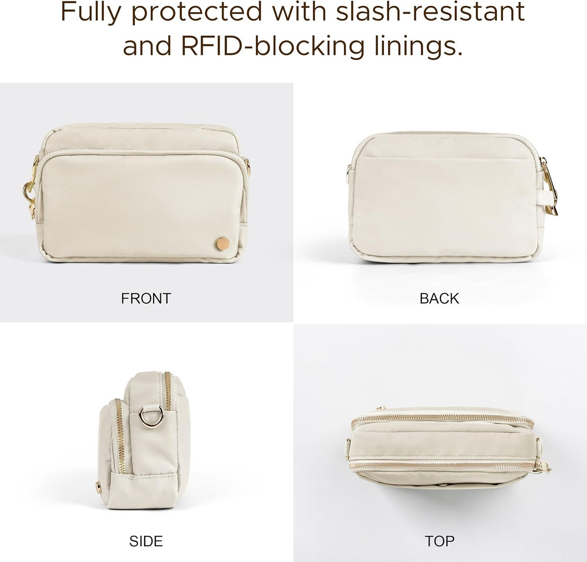 Joryin Anti Theft Crossbody Bag for Women, Slash-resistant RFID Blocking Travel Purses, 1.35L/3L Shoulder Bag, Nylon