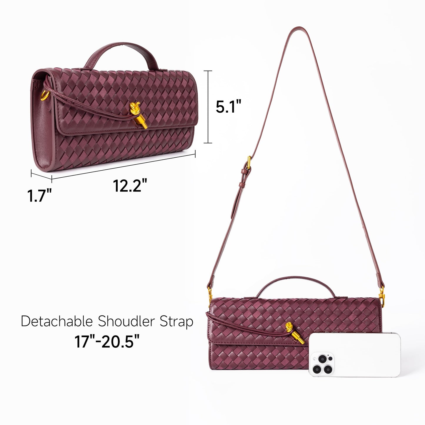 Joryin Woven Purse for Women Evening Clutch Woven Leather & Suede Handbags Crossbody Bag Suede Purse Formal Evening Bag
