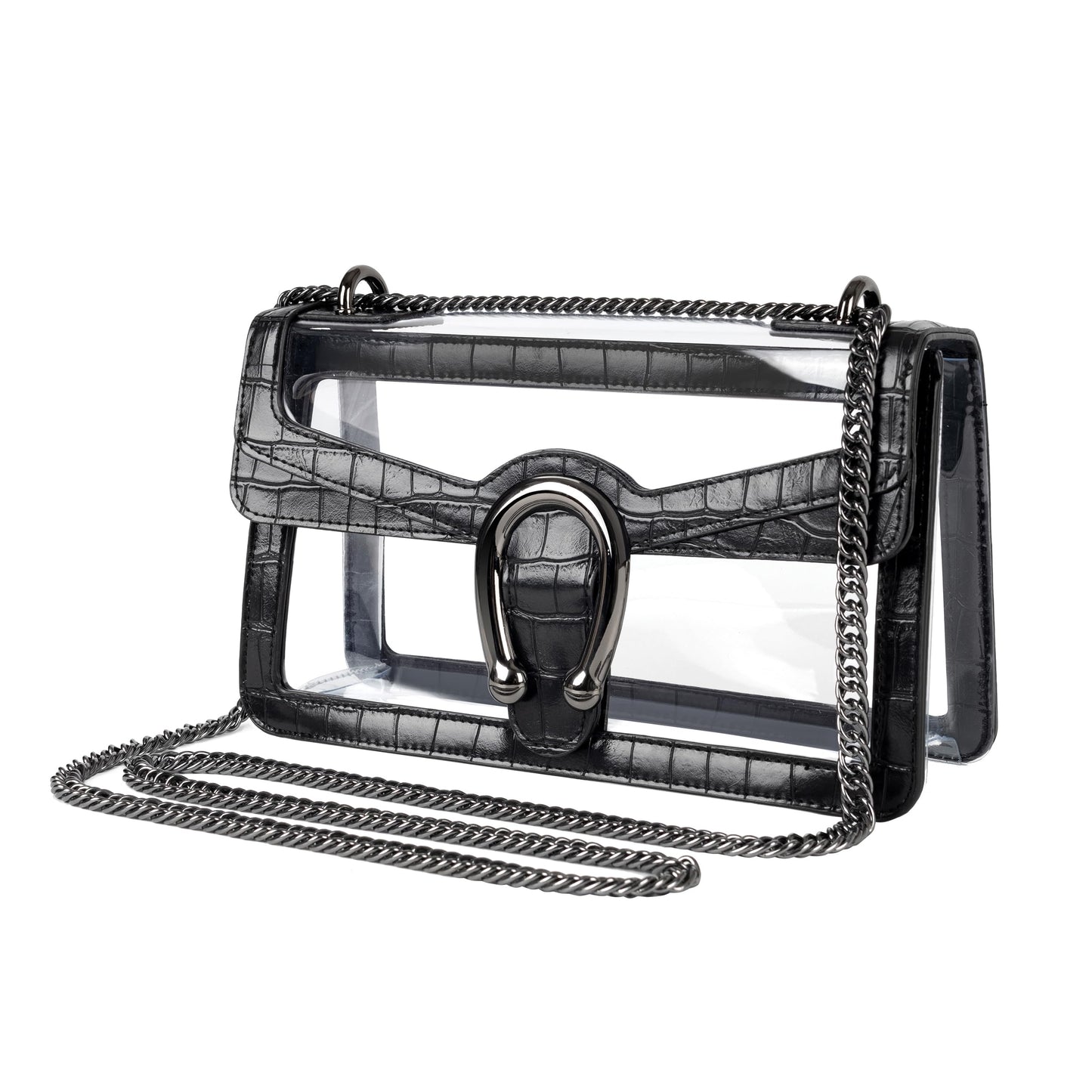 Joryin Women's Stadium Approved Crossbody Bag for Women, Small Clear Bag Shoudler Purse with Chain Strap