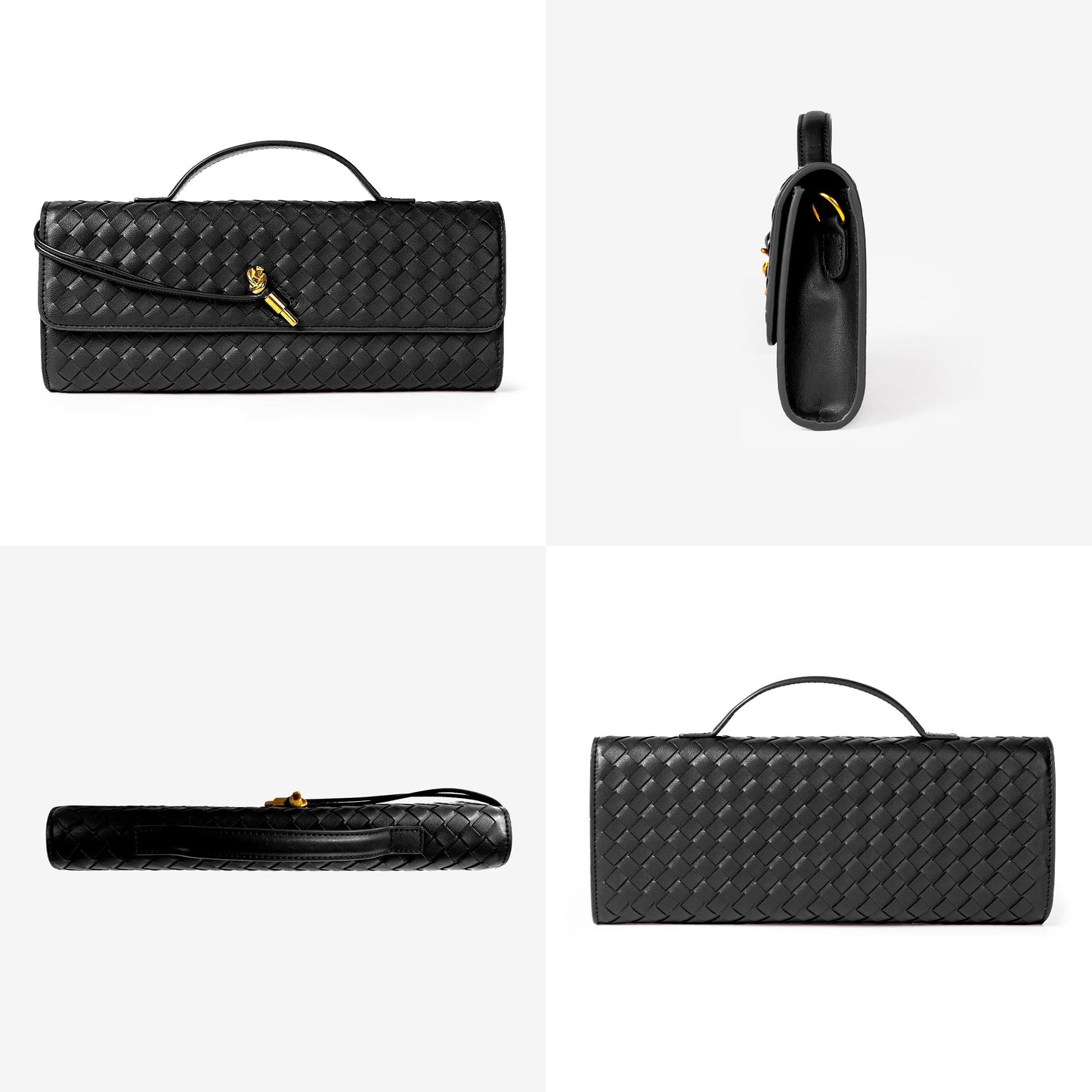 Joryin Woven Purse for Women Evening Clutch Woven Leather Handbags Crossbody Bag Purse Formal Evening Bag, Vegan Leather