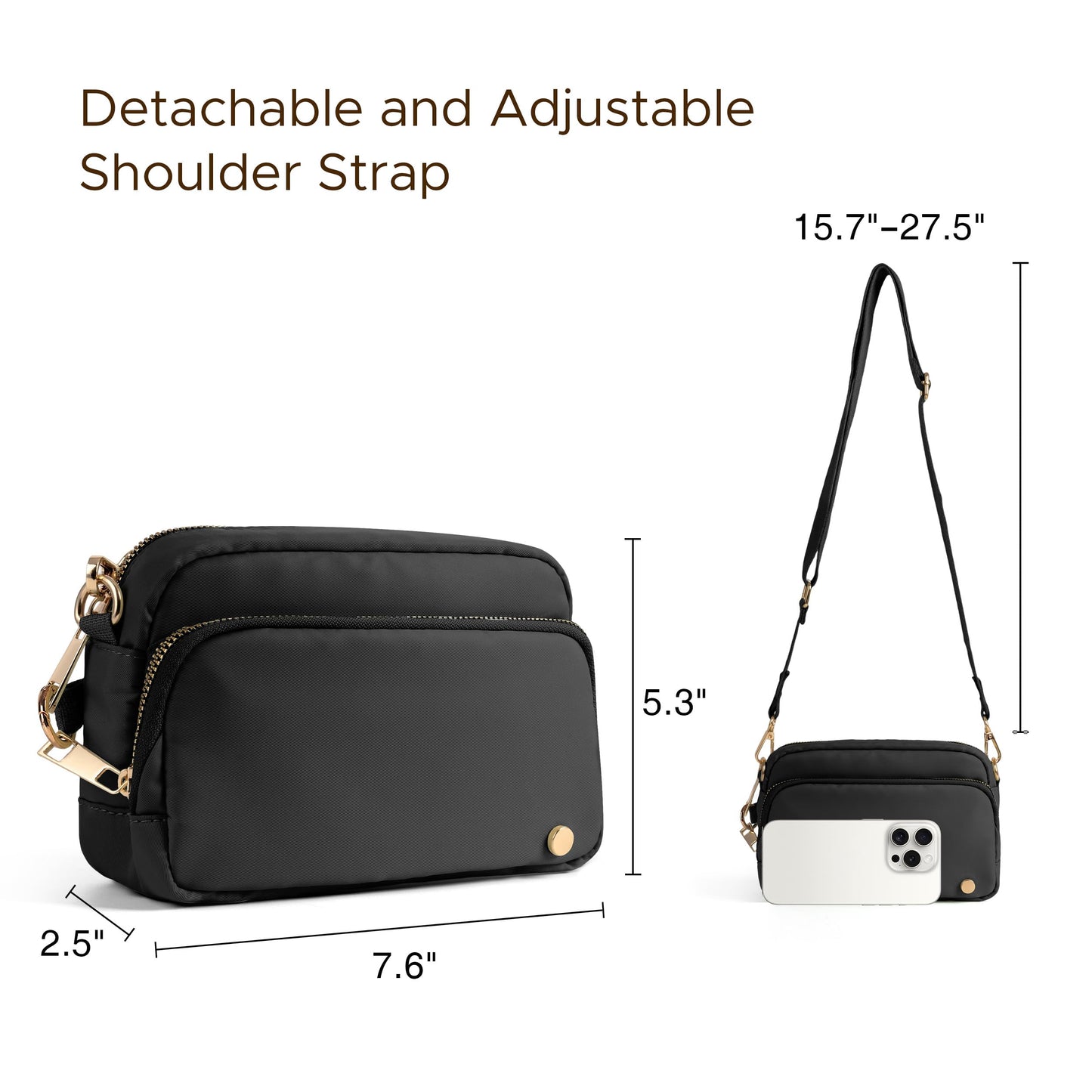 Joryin Anti Theft Crossbody Bag for Women, Slash-resistant RFID Blocking Travel Purses, 1.35L/3L Shoulder Bag, Nylon