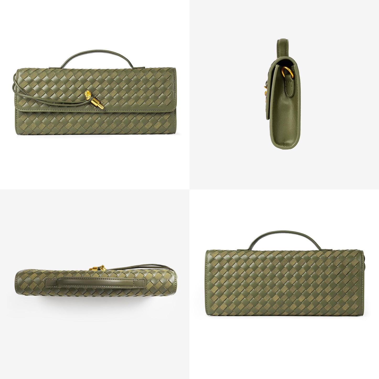 Joryin Woven Purse for Women Evening Clutch Woven Leather & Suede Handbags Crossbody Bag Suede Purse Formal Evening Bag