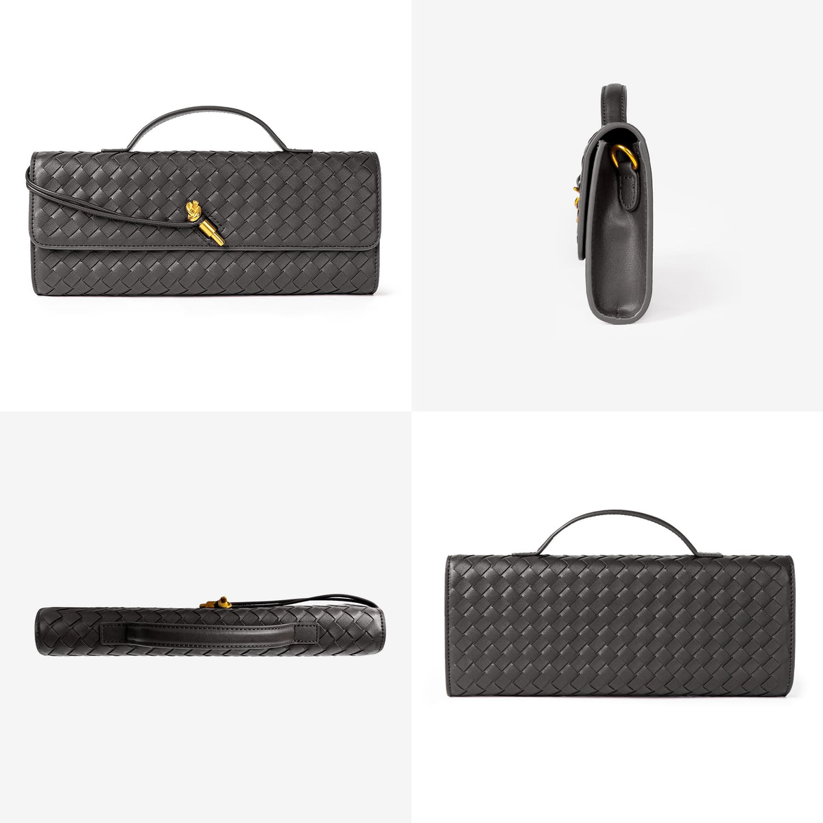 Joryin Woven Purse for Women Evening Clutch Woven Leather Handbags Crossbody Bag Purse Formal Evening Bag, Vegan Leather