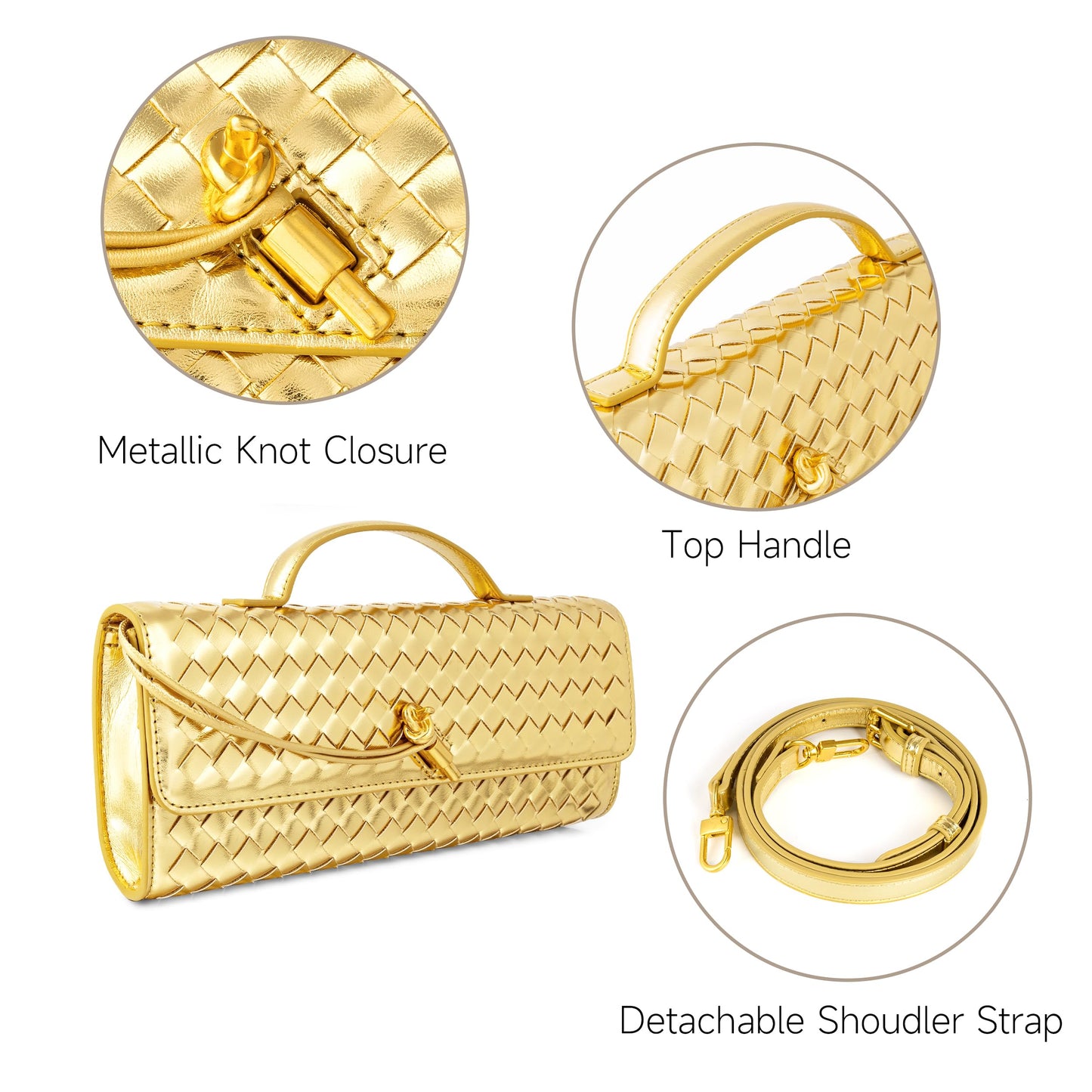 Joryin Woven Purse for Women Evening Clutch Woven Leather Handbags Crossbody Bag Purse Formal Evening Bag, Vegan Leather
