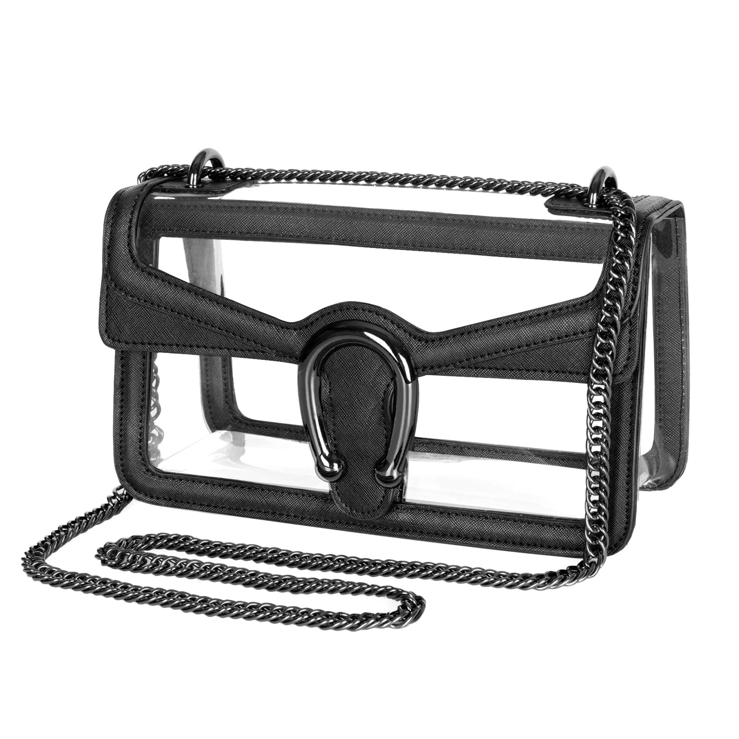 Joryin Women's Stadium Approved Crossbody Bag for Women, Small Clear Bag Shoudler Purse with Chain Strap