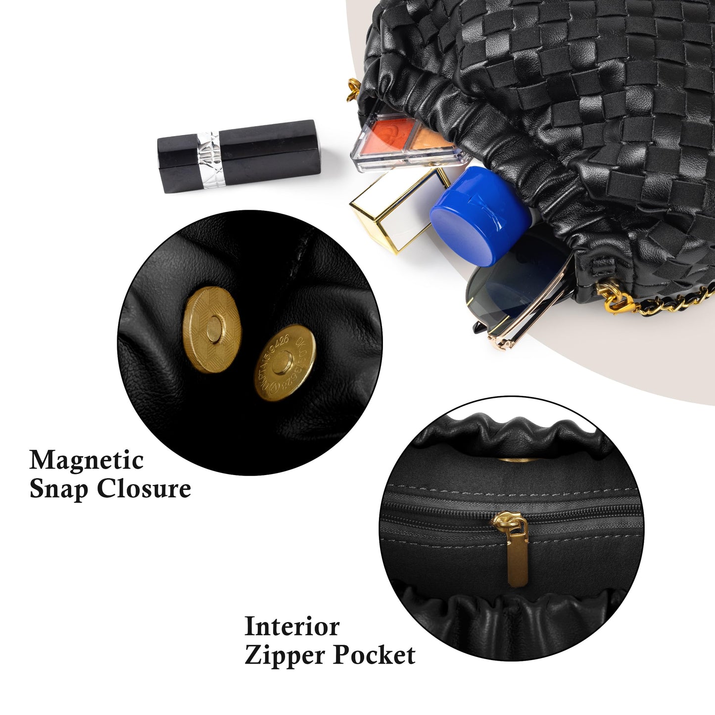 Joryin Woven Women's Crossbody Bag & Evening Purse, Trendy Dumpling Clutch & Hobo Cloud Shoulder Bag Trendy Dumpling Clutch