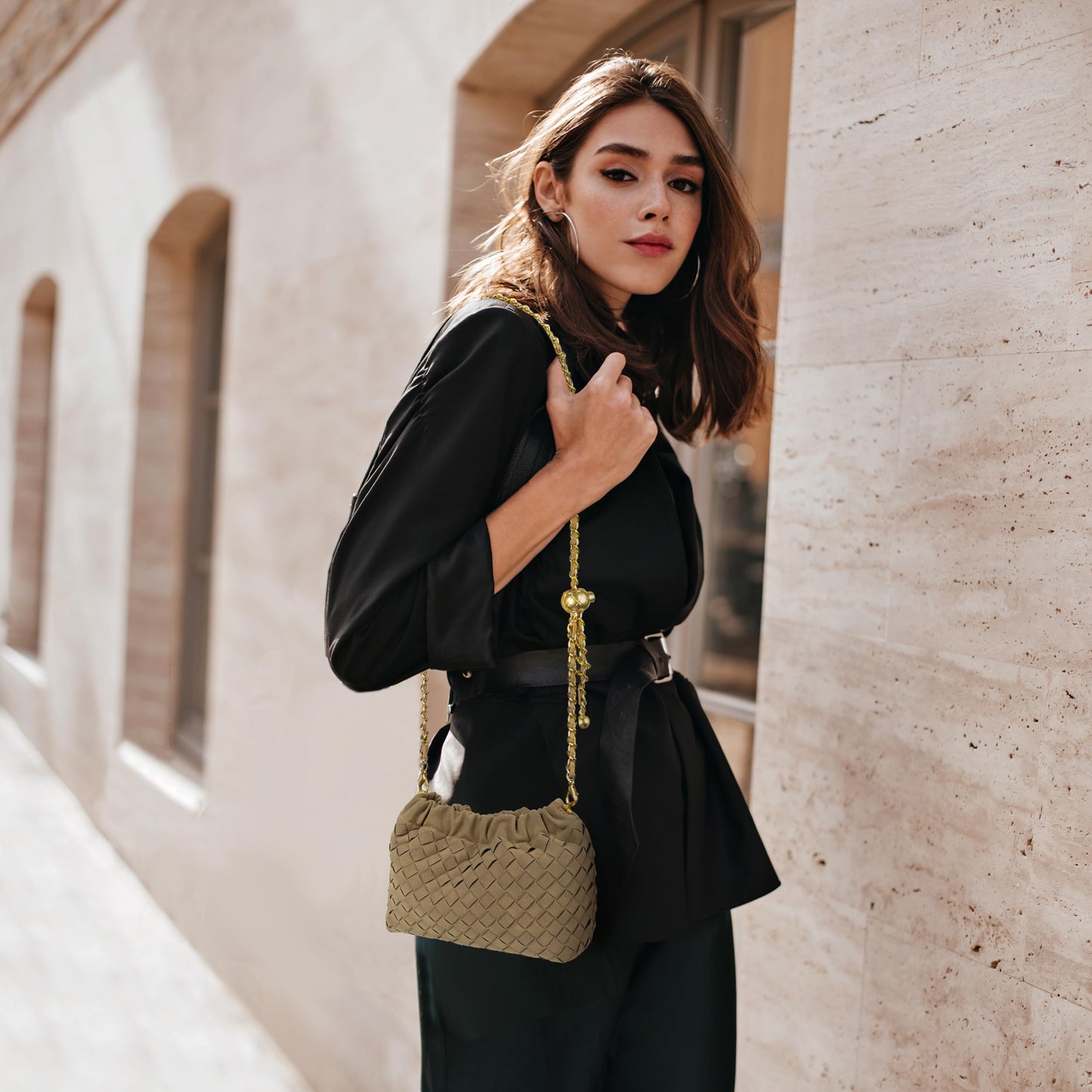 Joryin Woven Women's Crossbody Bag & Evening Purse, Trendy Dumpling Clutch & Hobo Cloud Shoulder Bag Trendy Dumpling Clutch