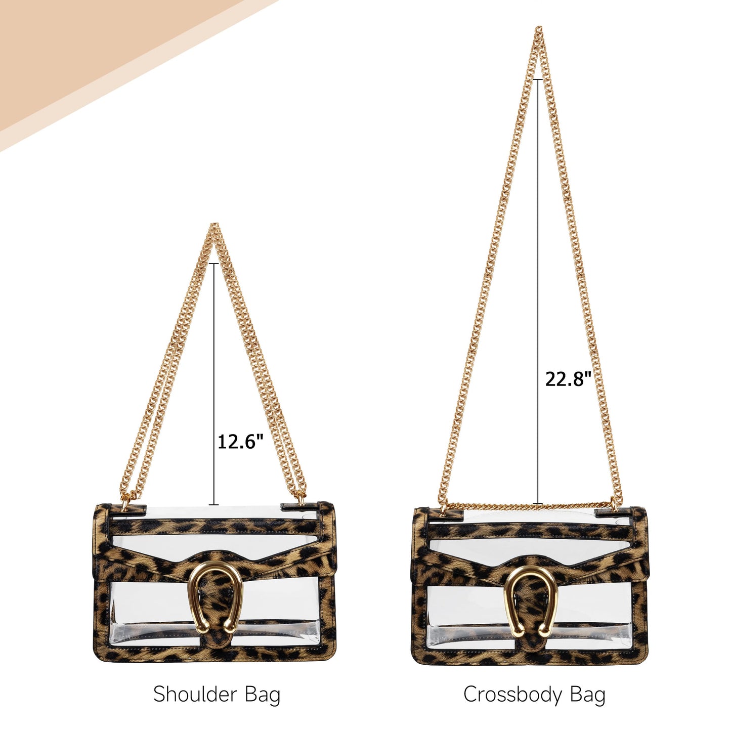 Joryin Women's Stadium Approved Crossbody Bag for Women, Small Clear Bag Shoudler Purse with Chain Strap