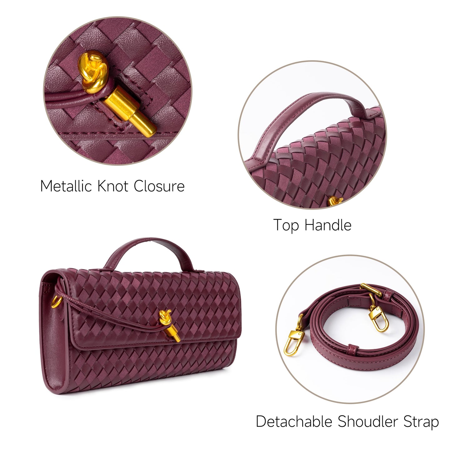 Joryin Woven Purse for Women Evening Clutch Woven Leather & Suede Handbags Crossbody Bag Suede Purse Formal Evening Bag