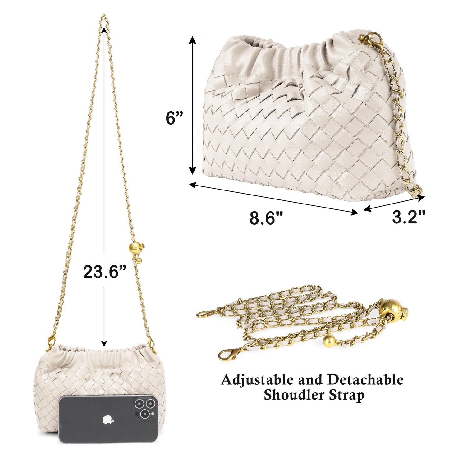Small Crossbody Bag For Women Trendy.Dumpling Bag Clutch Purse For Women Evening Bag Cloud Purse Vegan Leather Hobo Bag