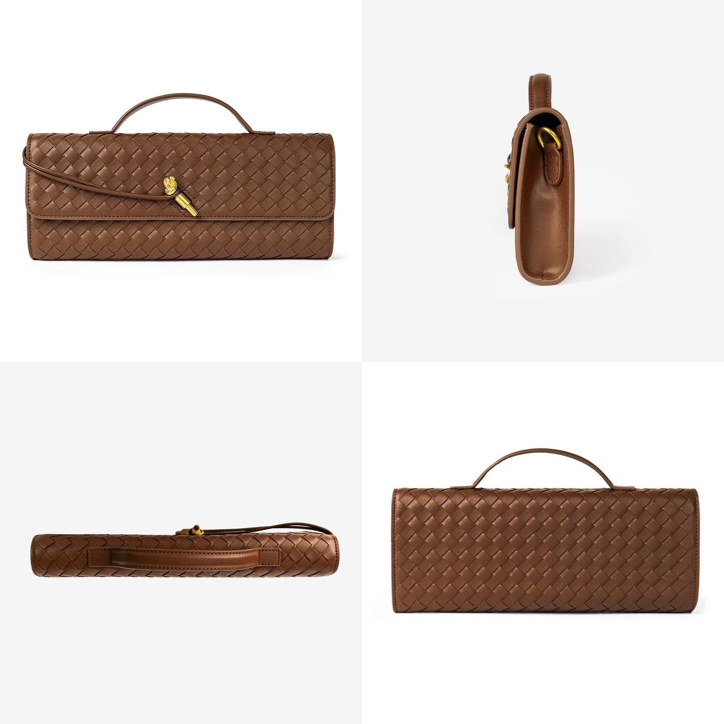 Joryin Woven Purse for Women Evening Clutch Woven Leather Handbags Crossbody Bag Purse Formal Evening Bag, Vegan Leather