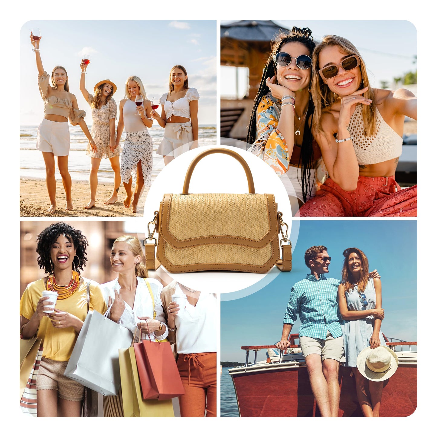 Joryin Straw Crossbody Purse for Women. Woven Top Handle Bag Hobo Handbag Flap Small Straw Beach Bag for Summer