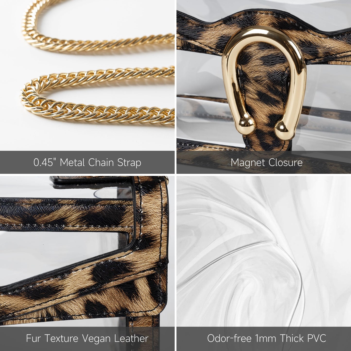 Joryin Women's Stadium Approved Crossbody Bag for Women, Small Clear Bag Shoudler Purse with Chain Strap