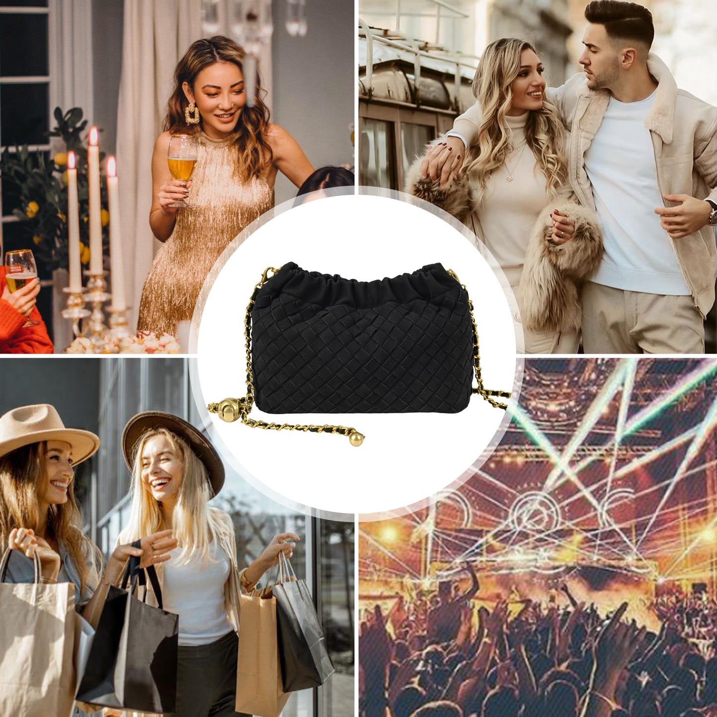 Joryin Woven Women's Crossbody Bag & Evening Purse, Trendy Dumpling Clutch & Hobo Cloud Shoulder Bag Trendy Dumpling Clutch