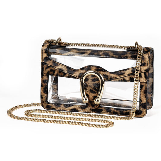 Joryin Women's Stadium Approved Crossbody Bag for Women, Small Clear Bag Shoudler Purse with Chain Strap