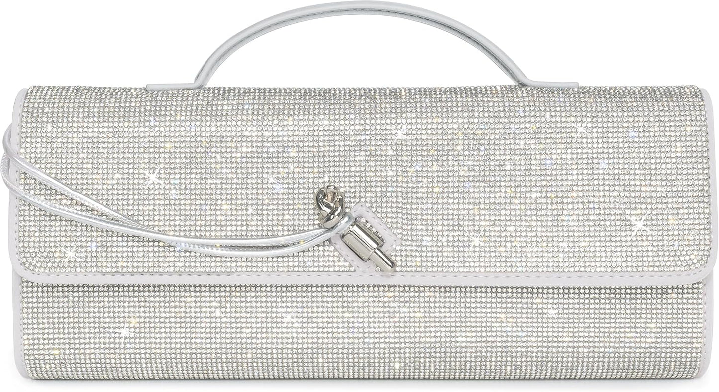 Joryin Rhinestone Evening Clutch for Women Sequin Purse Handbags Crossbody Bag Top Handle Formal Evening Bag