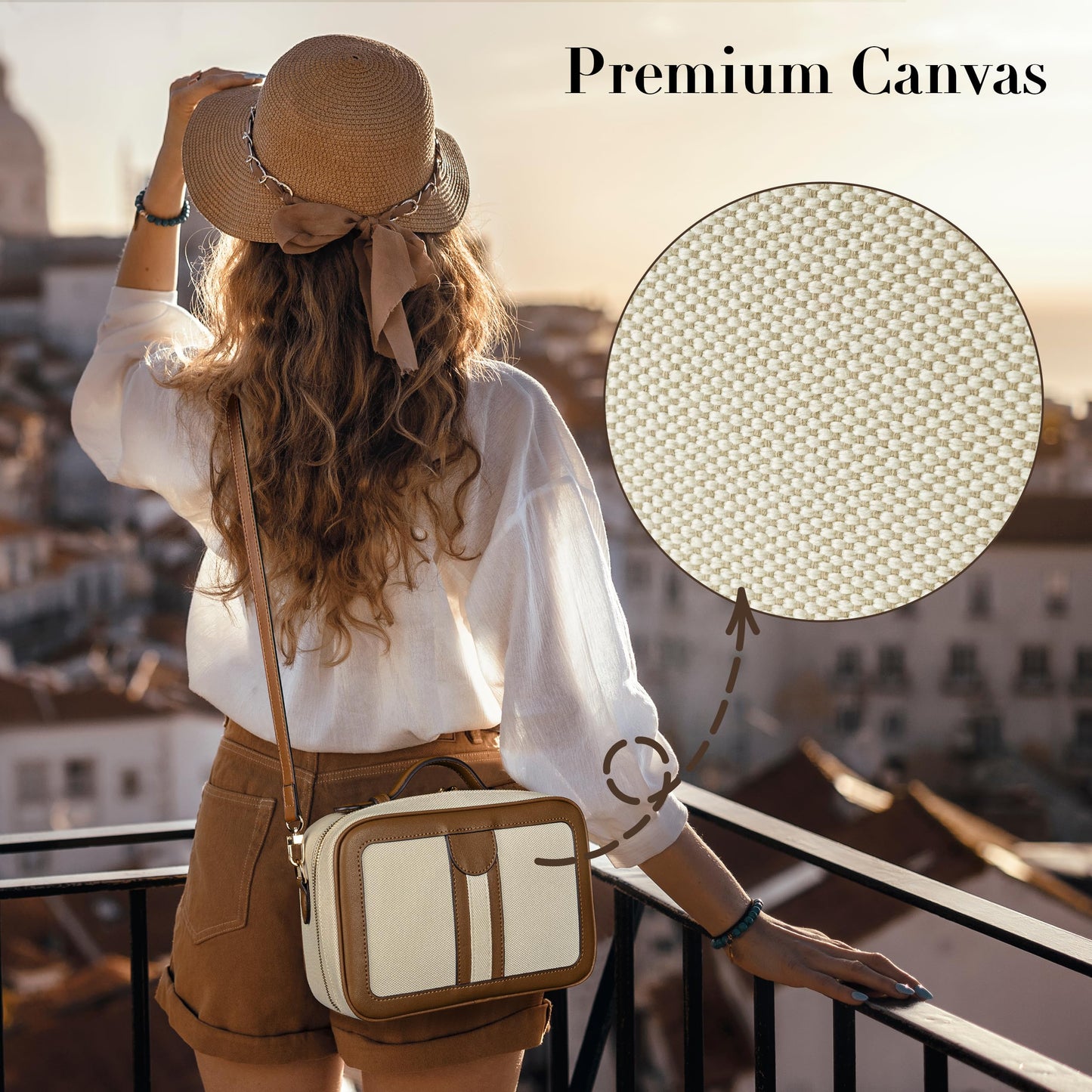 Anti Theft Crossbody Bag for Women Trendy, Rfid Blocking Crossbody Purse Travel Bag Top Handle Small Shoulder Handbag Brown Peach