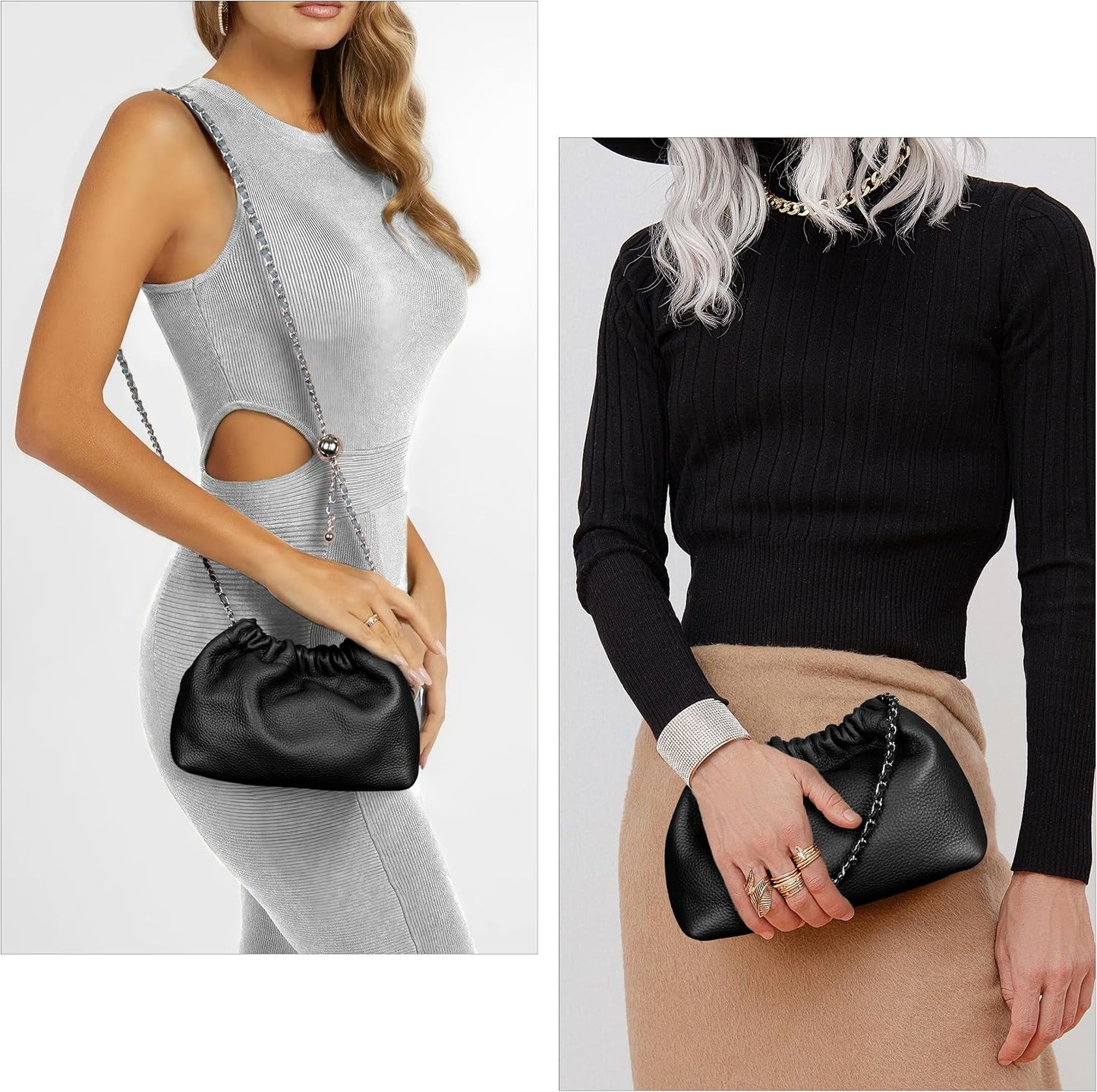 Joryin Trendy Dumpling Women's Crossbody Bag - Evening Clutch Vegan & Genuine Leather Hobo Cloud Purse