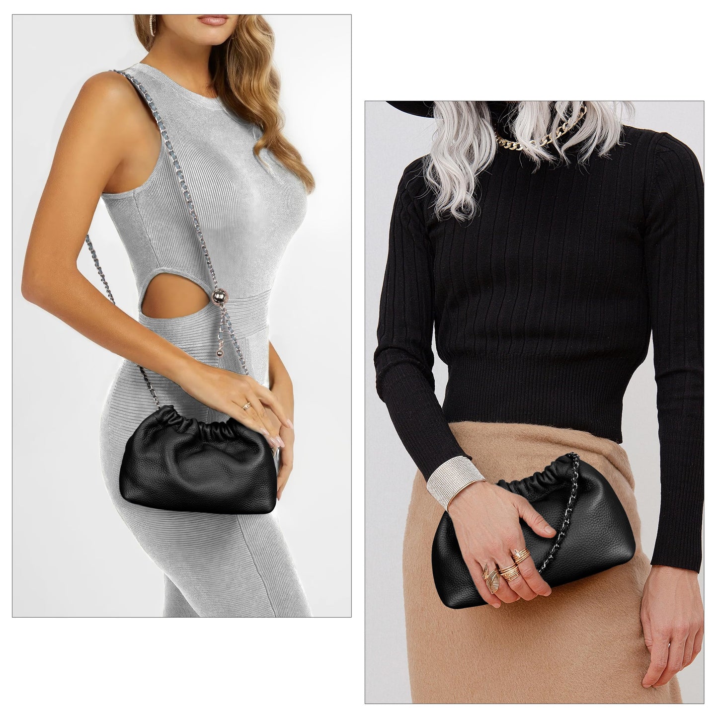 Joryin Trendy Dumpling Women's Crossbody Bag - Evening Clutch Vegan & Genuine Leather Hobo Cloud Purse