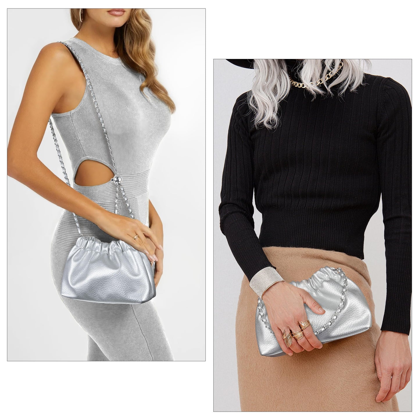 Joryin Trendy Dumpling Women's Crossbody Bag - Evening Clutch Vegan & Genuine Leather Hobo Cloud Purse