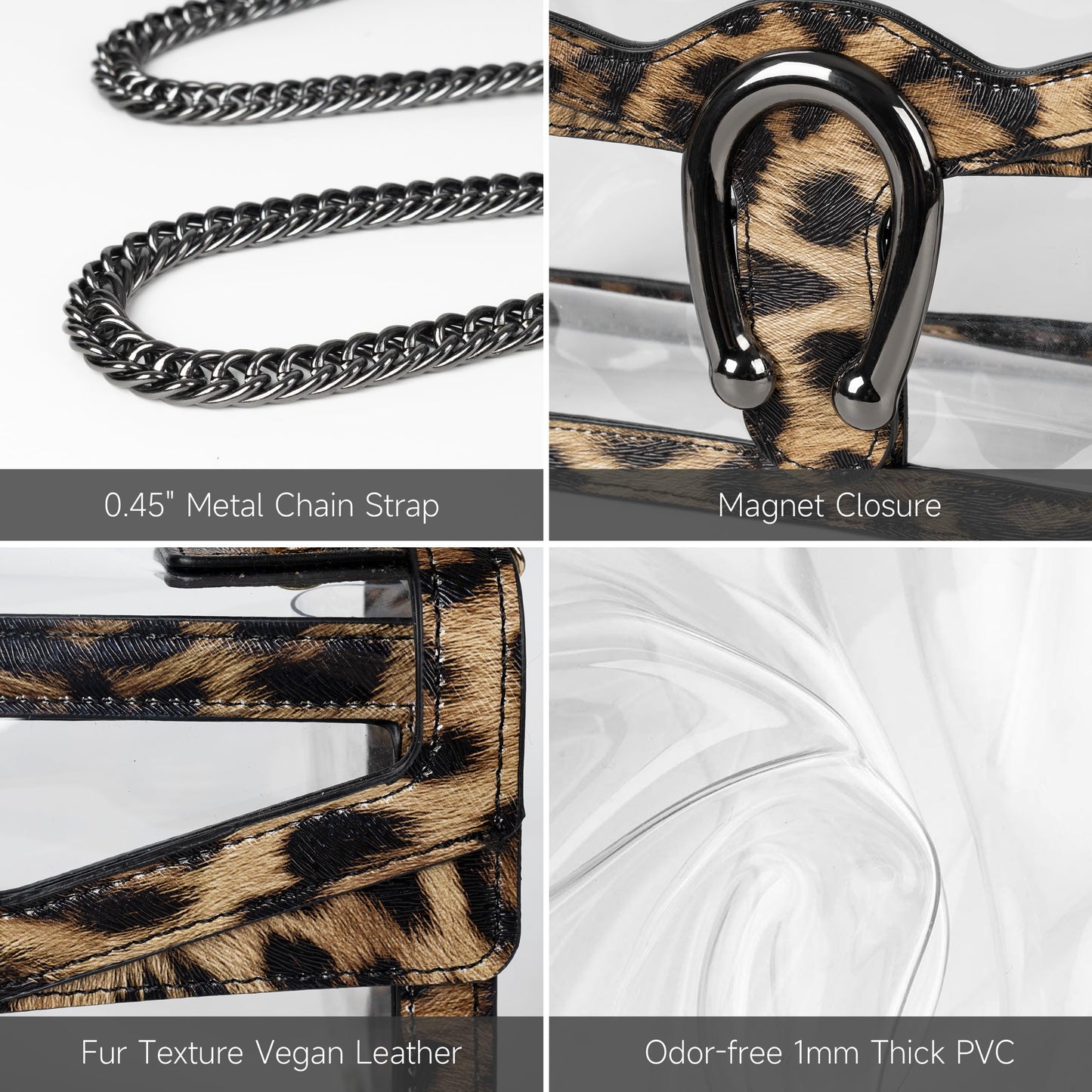 Joryin Women's Stadium Approved Crossbody Bag for Women, Small Clear Bag Shoudler Purse with Chain Strap