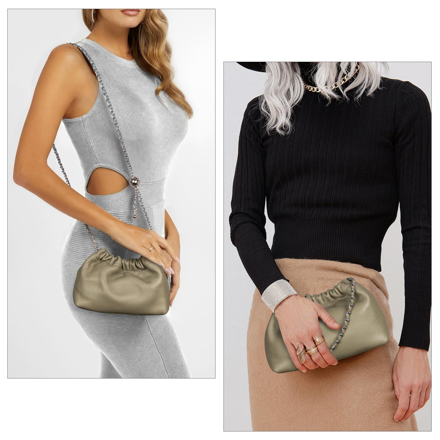Joryin Trendy Dumpling Women's Crossbody Bag - Evening Clutch Vegan & Genuine Leather Hobo Cloud Purse