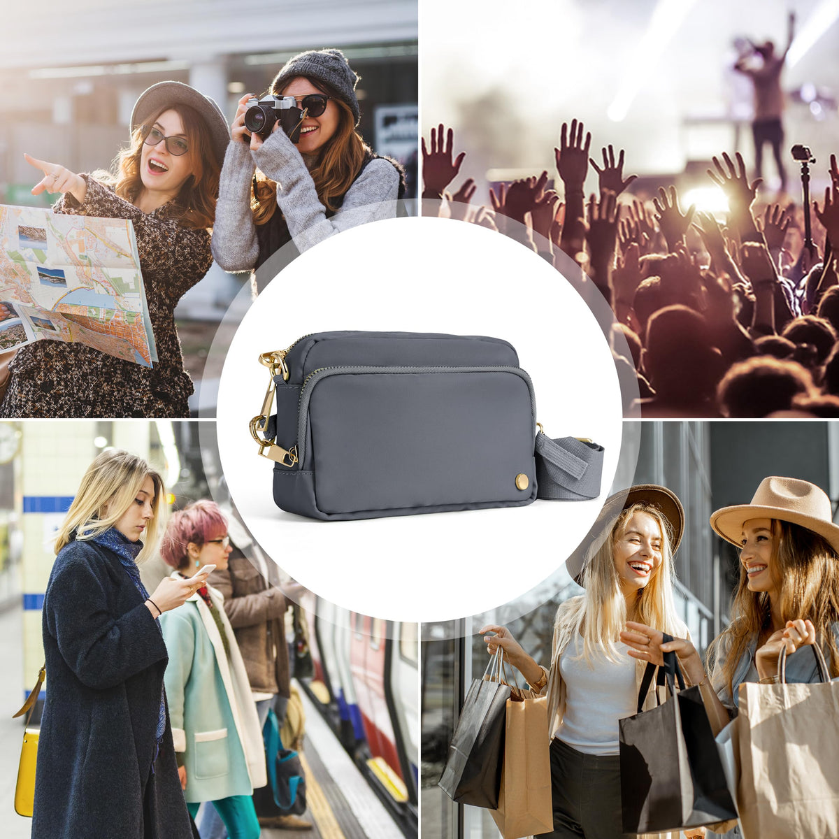 Joryin Anti Theft Crossbody Bag for Women, Slash-resistant RFID Blocking Travel Purses, 1.35L/3L Shoulder Bag, Nylon