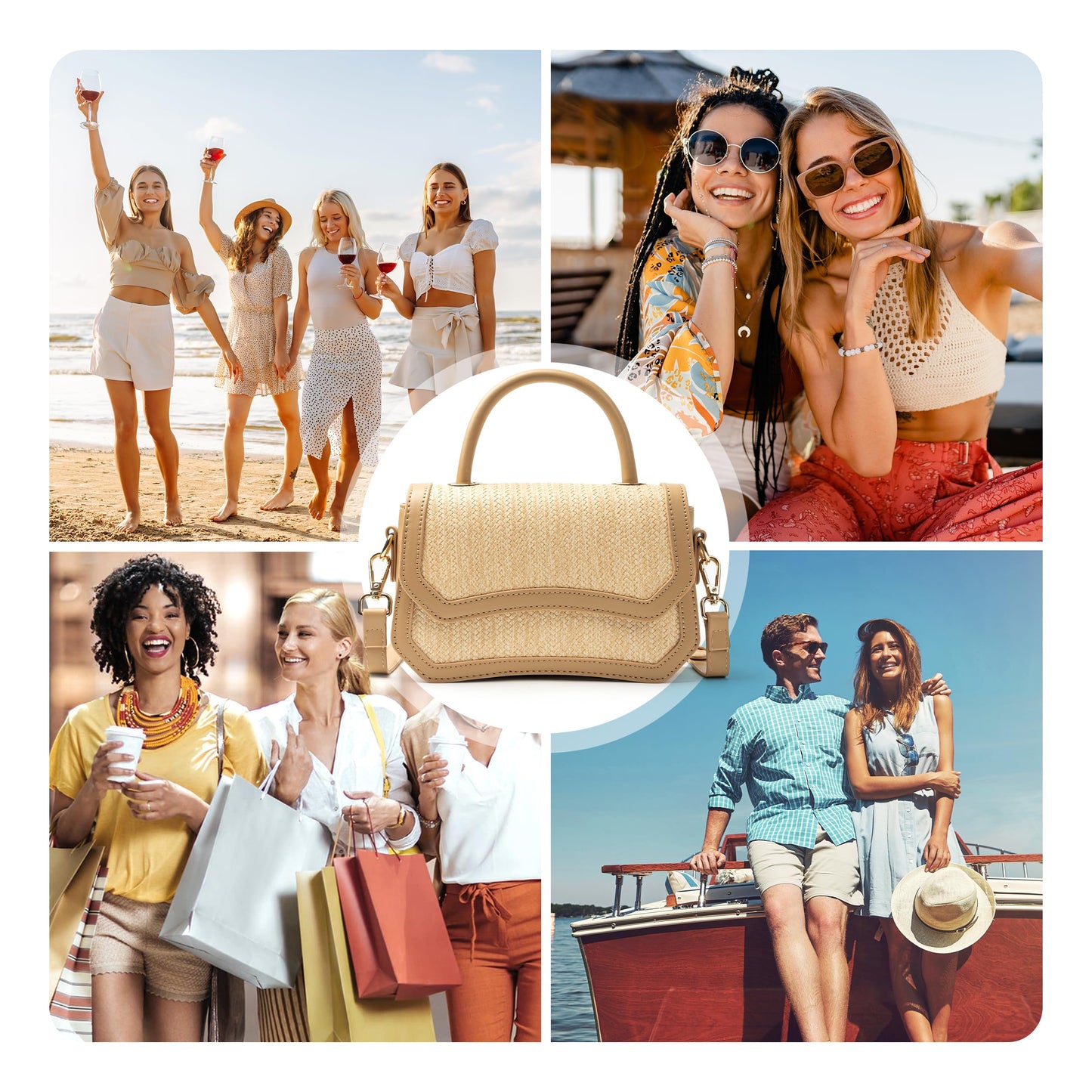 Joryin Straw Crossbody Purse for Women. Woven Top Handle Bag Hobo Handbag Flap Small Straw Beach Bag for Summer
