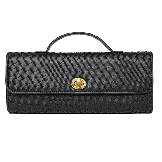Joryin Woven Purse for Women Evening Clutch Woven Leather & Suede Handbags Crossbody Bag Purse Formal Evening Bag