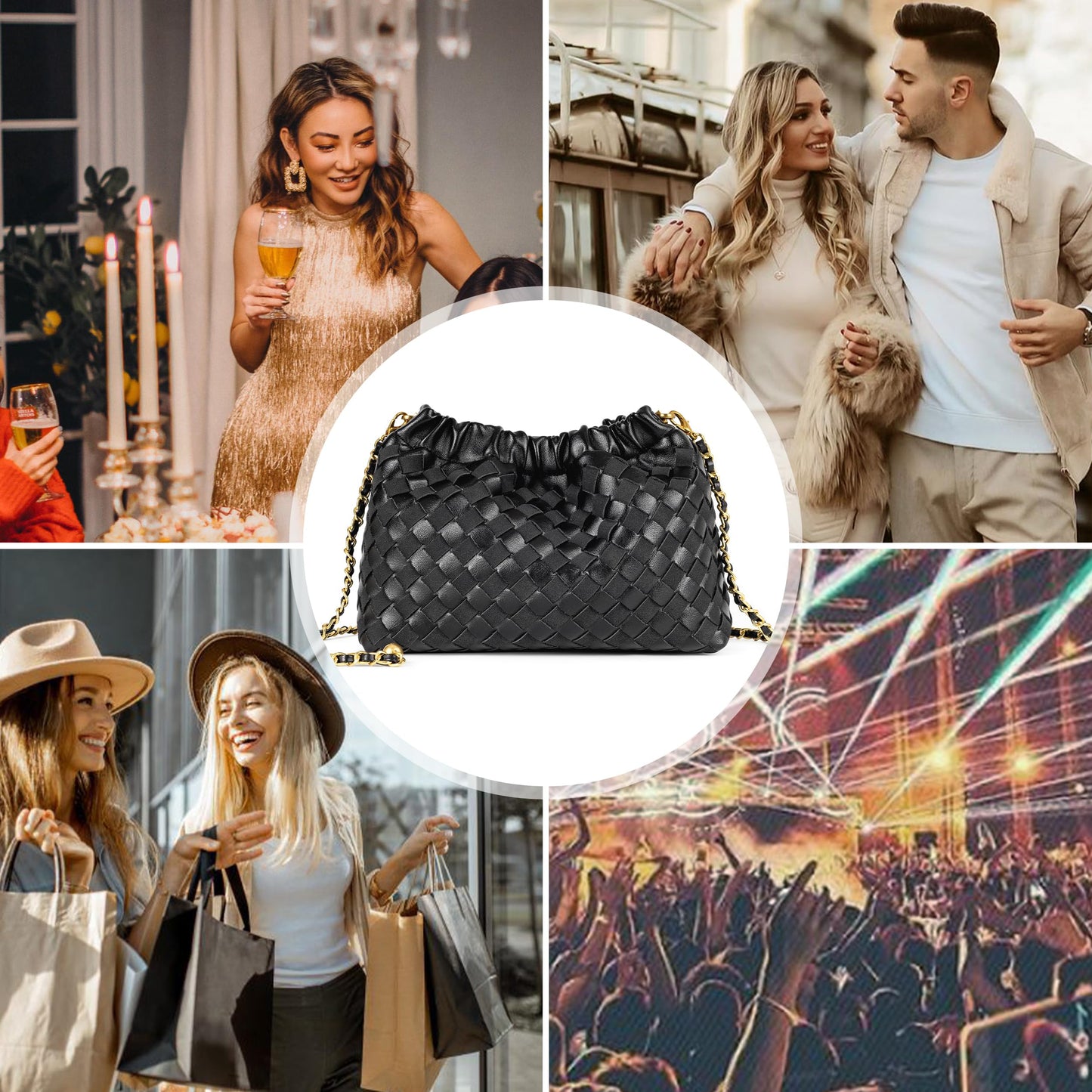 Joryin Woven Women's Crossbody Bag & Evening Purse, Trendy Dumpling Clutch & Hobo Cloud Shoulder Bag Trendy Dumpling Clutch