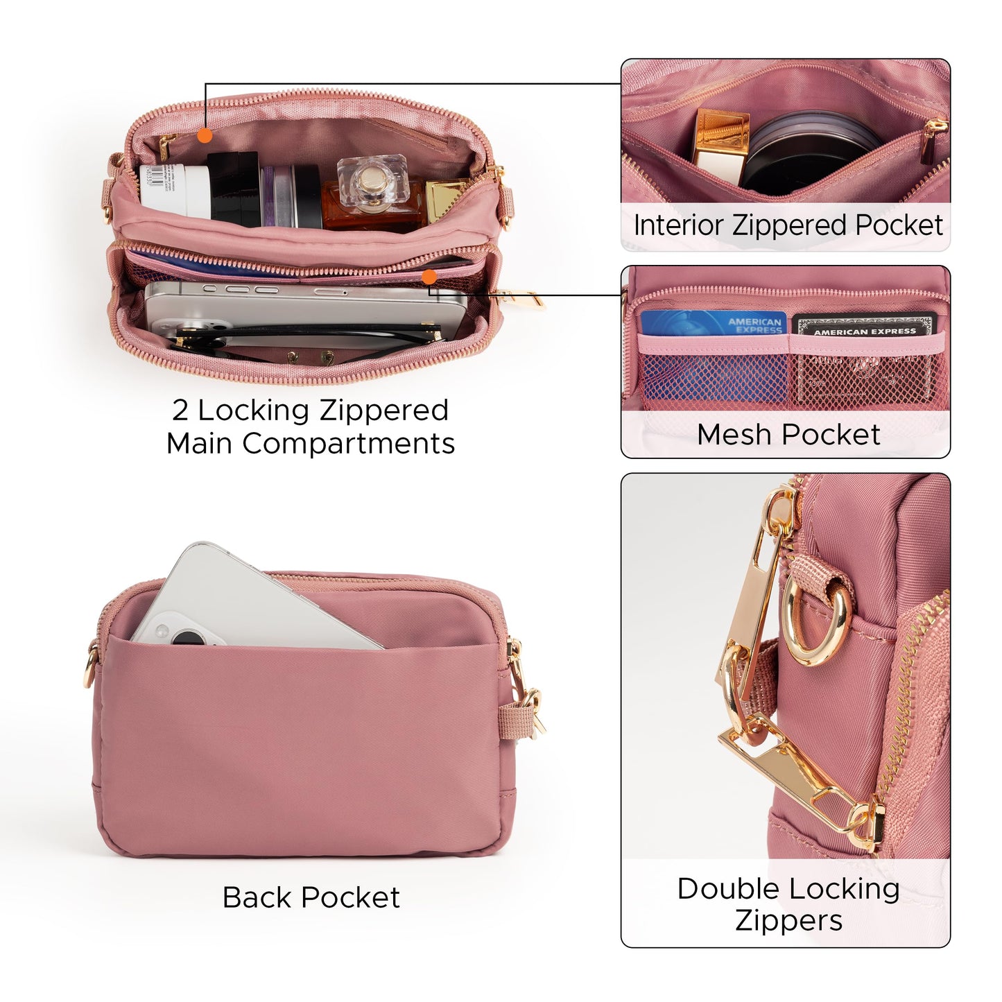 Joryin Anti Theft Crossbody Bag for Women, Slash-resistant RFID Blocking Travel Purses, 1.35L/3L Shoulder Bag, Nylon