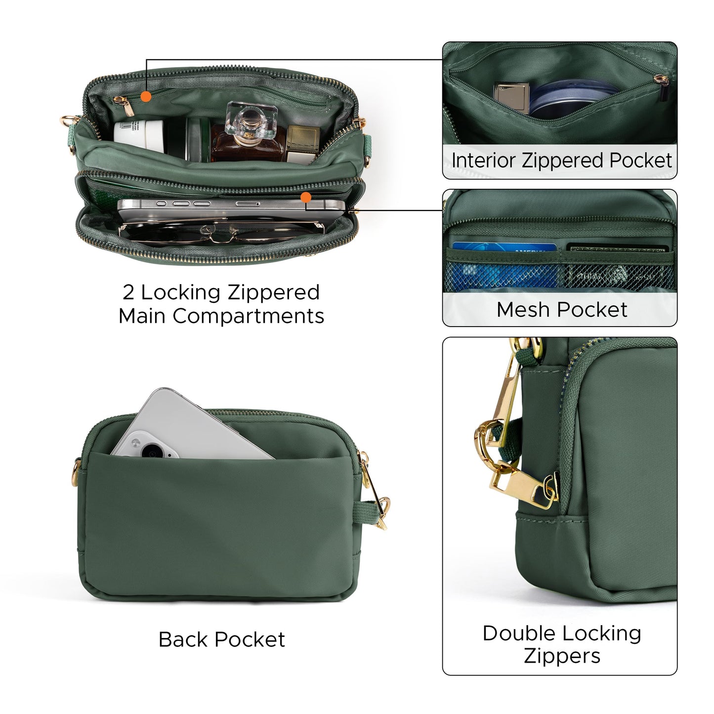 Joryin Anti Theft Crossbody Bag for Women, Slash-resistant RFID Blocking Travel Purses, 1.35L/3L Shoulder Bag, Nylon