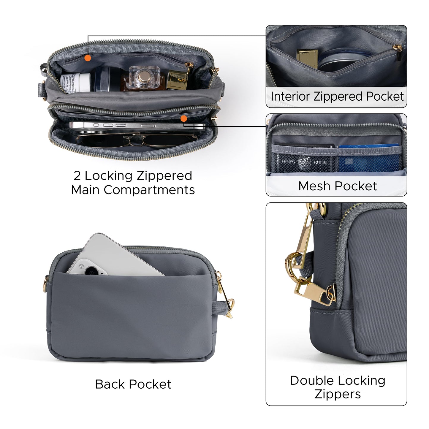 Joryin Anti Theft Crossbody Bag for Women, Slash-resistant RFID Blocking Travel Purses, Small Shoulder Bag Handbag, Nylon