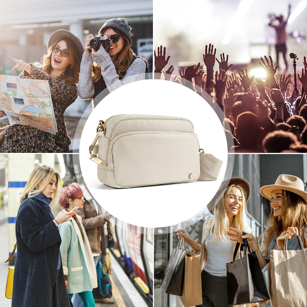 Joryin Anti Theft Crossbody Bag for Women, Slash-resistant RFID Blocking Travel Purses, 1.35L/3L Shoulder Bag, Nylon