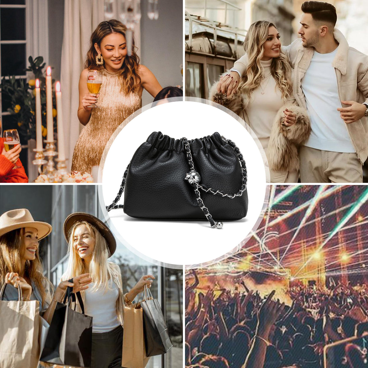 Joryin Trendy Dumpling Women's Crossbody Bag - Evening Clutch Vegan & Genuine Leather Hobo Cloud Purse