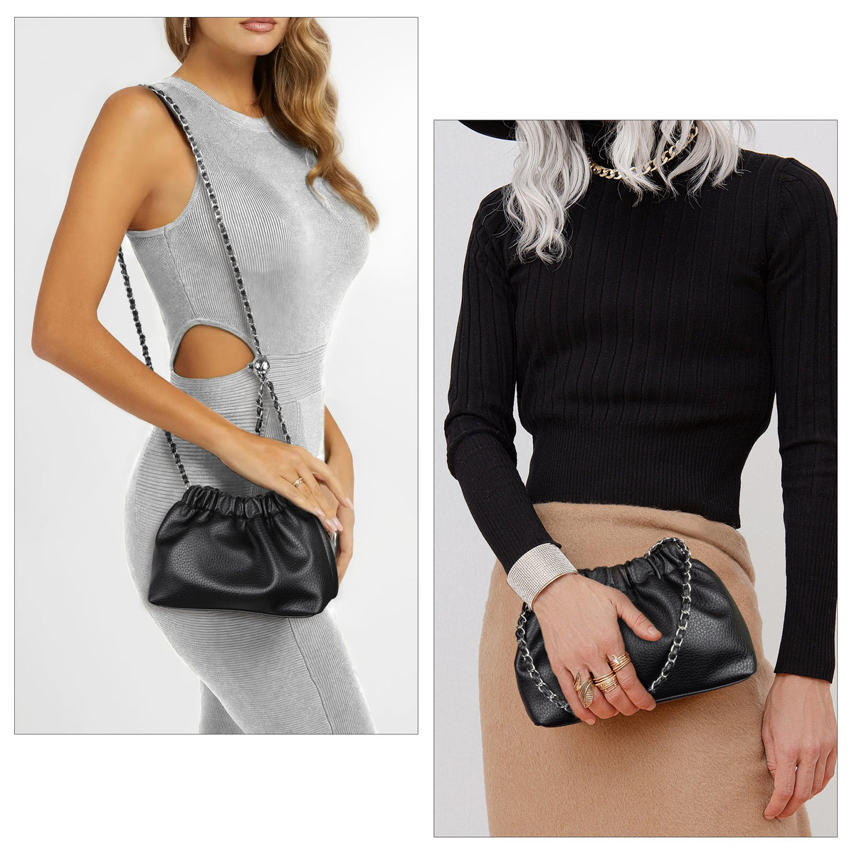 Joryin Trendy Dumpling Women's Crossbody Bag - Evening Clutch Vegan & Genuine Leather Hobo Cloud Purse