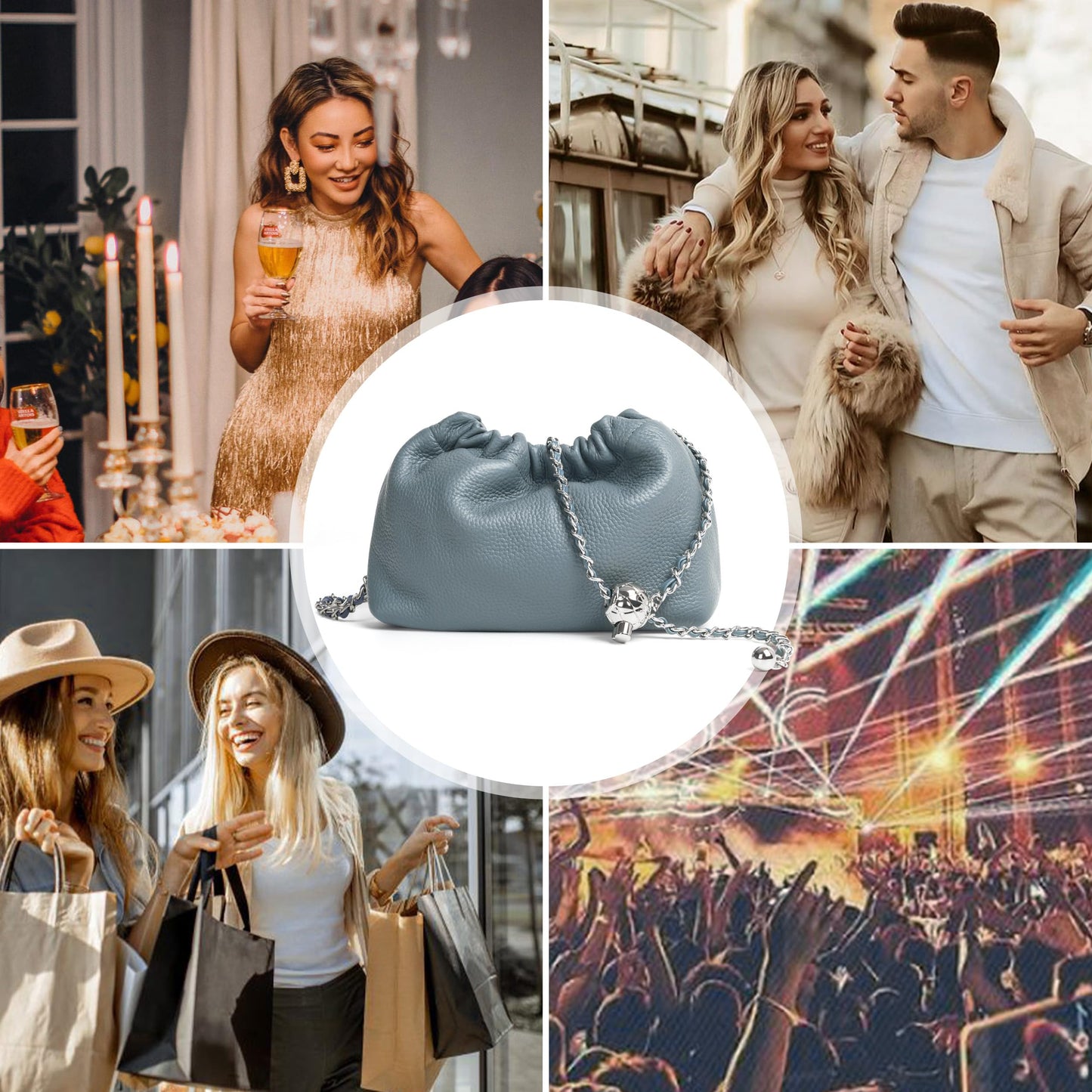 Small Crossbody Bag For Women Trendy.Dumpling Bag Clutch Purse For Women Evening Bag Cloud Purse Vegan Leather Hobo Bag