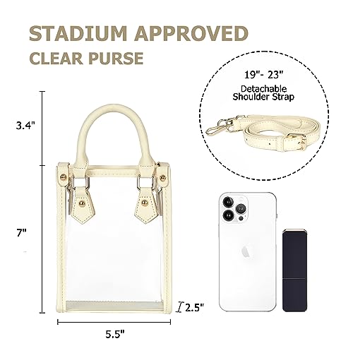 Joryin Clear Bag Stadium Approved Small Clear Purse for Women Mini Tote Cross Body Handbag