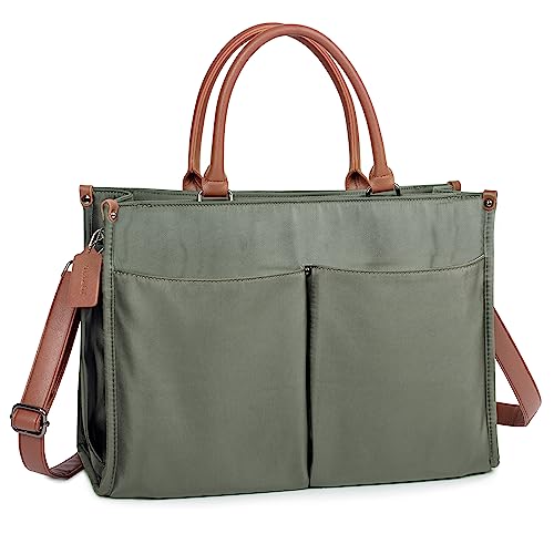 Joryin Nurse Tote Bag Nursing Bag for Work, Multiple Pockets Clinical Bag Medical Supplies Shoulder Bag with Faux Leather Handle & Padded Laptop Sleeve for Home Health Care Nurse Teacher Students