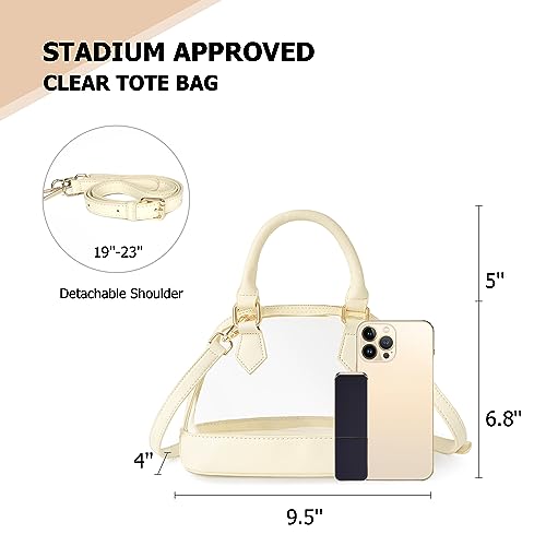 Joryin Clear Bag Stadium Approved Clear Purse for Women Classic Zipper Vegan Leather Tote Bag Handbag