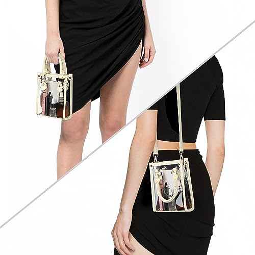 Joryin Clear Bag Stadium Approved Small Clear Purse for Women Mini Tote Cross Body Handbag
