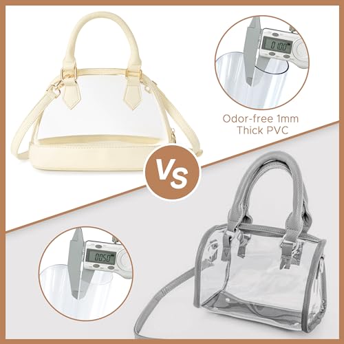 Joryin Clear Bag Stadium Approved Clear Purse for Women Classic Zipper Vegan Leather Tote Bag Handbag